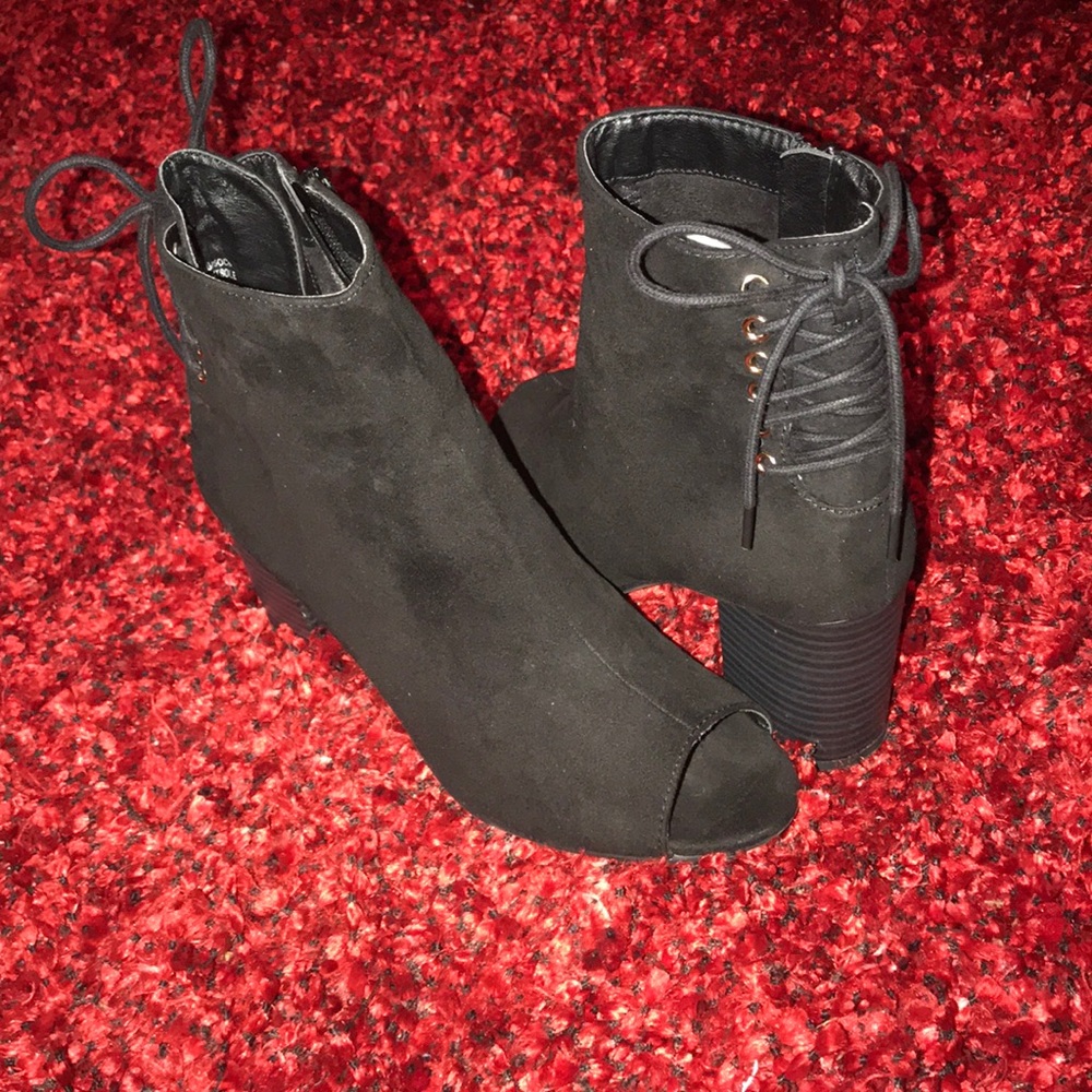 Suede Peep Toe Side ZIP